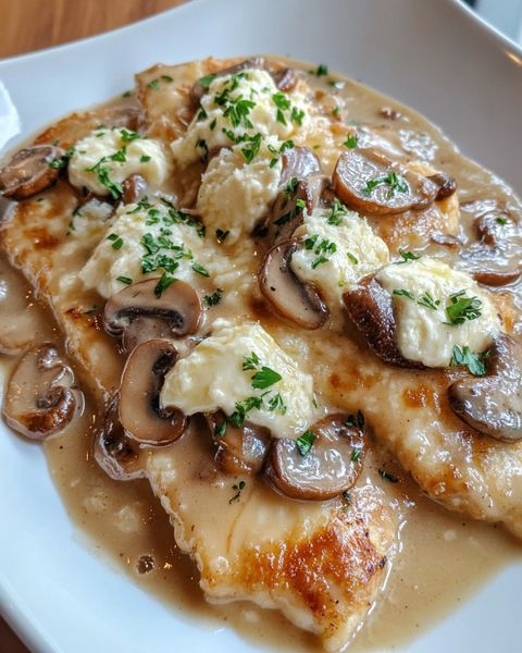 „Kremowy Kurczak Marsala z Grzybami – Delikatna Uczta w Domowym Wydaniu”