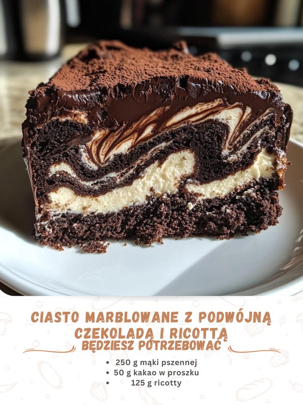 Składniki do ciasta marblowanego z podwójną czekoladą i ricottą