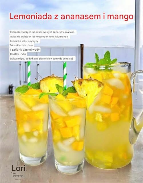 Lemoniada z ananasem i mango 🍋🥭🍍