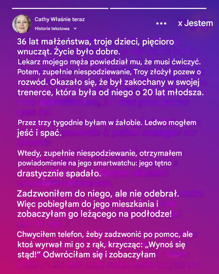 Mój mąż zostawił mnie dla swojej kochanki po 36 latach, ale wiadomość tekstowa z jego smartwatcha zmieniła wszystko