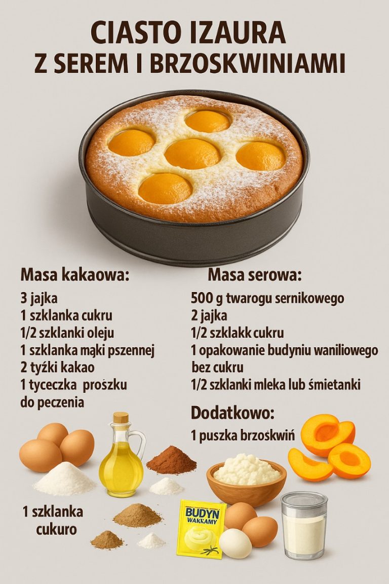 CIASTO IZAURA Z SEREM I BRZOSKWINIAMI