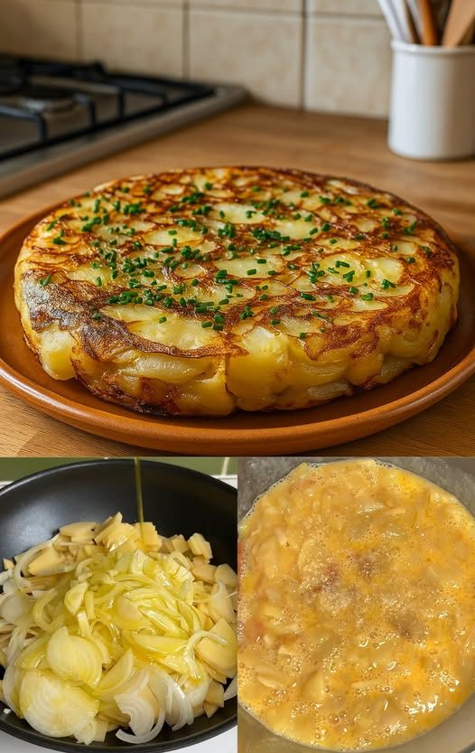 Chrupiąca hiszpańska tortilla z ziemniakami i cebulą